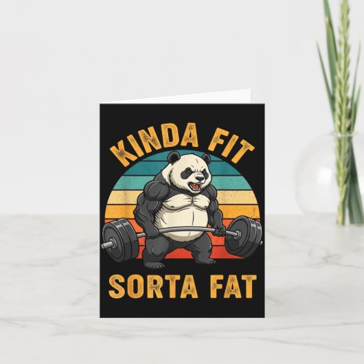 Kinda Fit Sorta Fat Funny Gym Panda Weightlifting  Karte (Vorderseite)