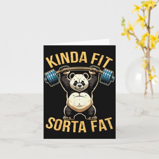 Kinda Fit Sorta Fat Funny Gym Panda Weightlifting Karte (Gelbe Blume)