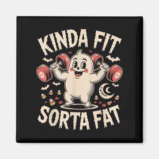Kinda Fit Sorta Fat Funny Gym Retro Niedlich Ghost Magnet (Vorne)