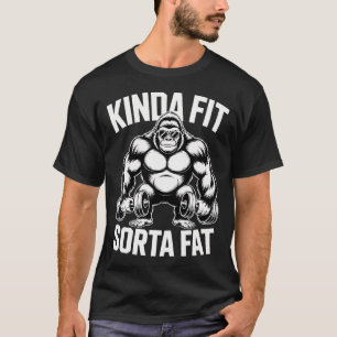 Kinda Fit Sorta Fat Lustige Fitness Gorillas Worko T-Shirt