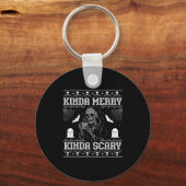 Kinda Merry Kinda Y Alt Goth Ugly Christmas Sweate Schlüsselanhänger (Vorderseite)