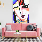 Kinda Sad Abstraktes digitales Portrait einer Frau Leinwanddruck (Insitu (Wohnzimmer))