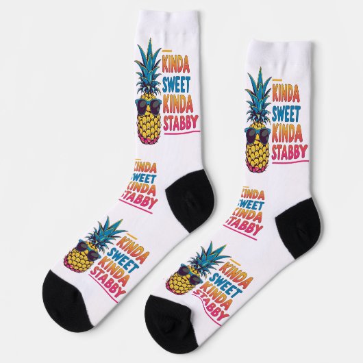 Kinda Sweet Kinda Stabby Ananas Socken (Linkes Detail)