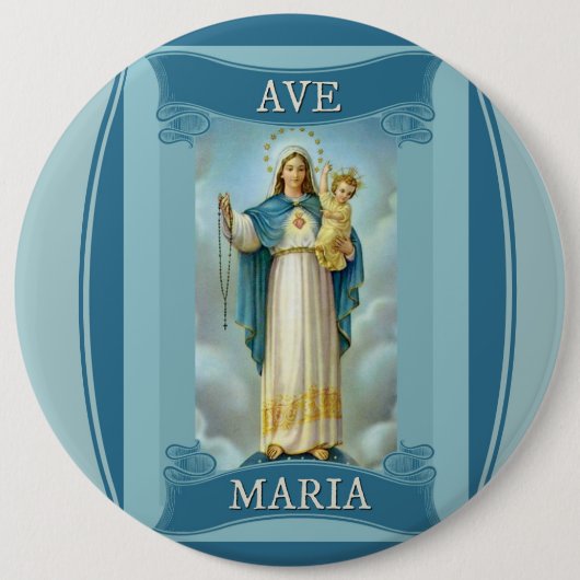KINDAVE MARIA JUNGFRAU-MARYS CHRISTUS rosenbeet Button (Vorderseite)