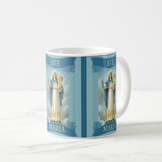 KINDAVE MARIA JUNGFRAU-MARYS CHRISTUS rosenbeet Kaffeetasse (VorderseiteRechts)