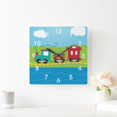 KindChoo Choo Zug-Kombüse Quadratische Wanduhr (Zuhause)