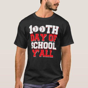 Kinder 100. Tag der Schule Y'All Baseball 100 Tage T-Shirt