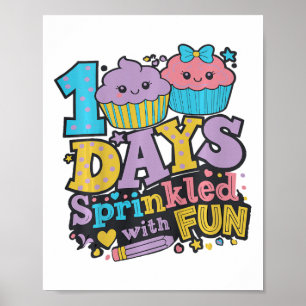 Kinder 100 Tage mit Spaß Cupcake Shirt Hap Poster