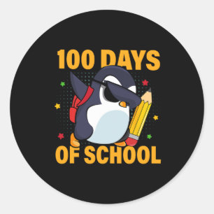 Kinder 100 Tage Schulabbruch Pinguin 100 Tage Runder Aufkleber