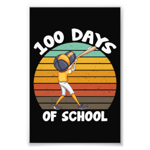 Kinder 100 Tage Schule Jungen 100. Tag Baseball Fotodruck