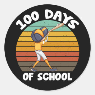 Kinder 100 Tage Schule Jungen 100. Tag Baseball Runder Aufkleber