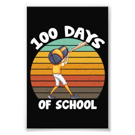 Kinder 100 Tage Schuljunge 100 Tage Baseball Fotodruck (Vorne)