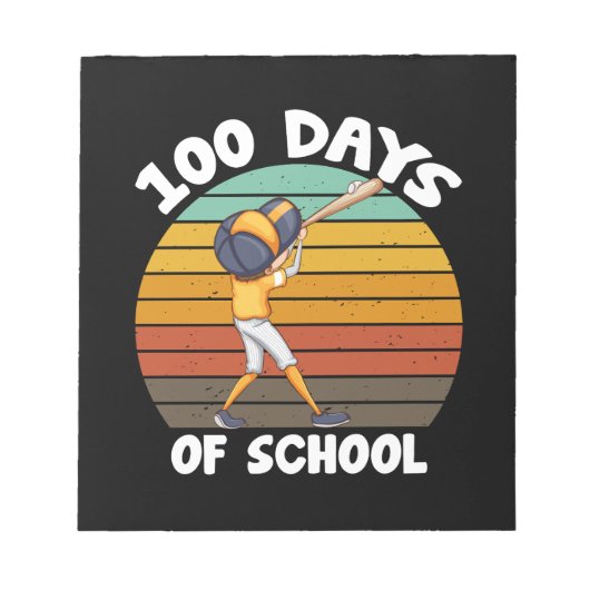 Kinder 100 Tage Schuljunge 100 Tage Baseball Notizblock (Vorderseite)