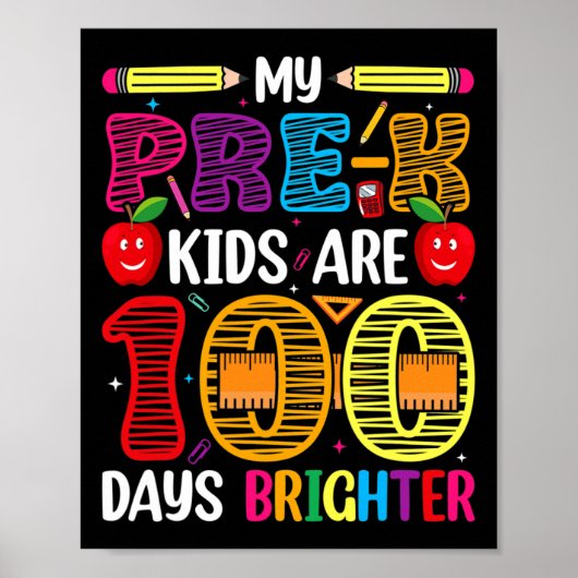 Kinder 100 Tage Schullehrer Poster (Vorne)