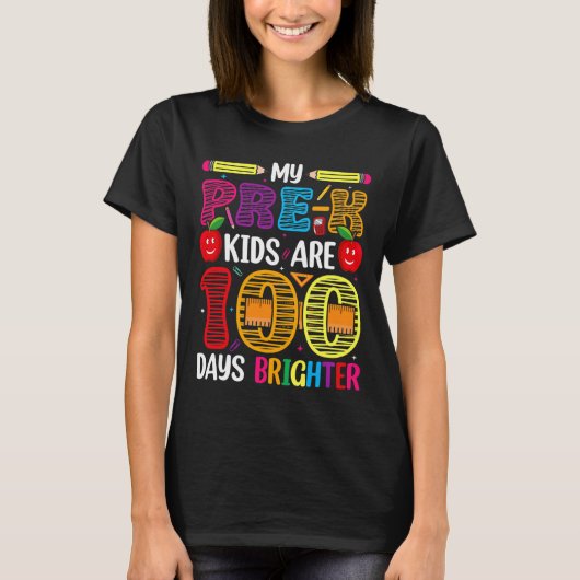 Kinder 100 Tage Schullehrer T-Shirt (Vorderseite)