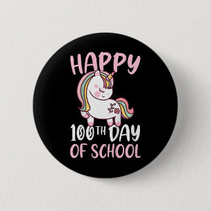 Kinder 100 Tage Schulmädchen glücklich 100. Button