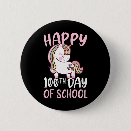 Kinder 100 Tage Schulmädchen glücklich 100. Button (Vorderseite)
