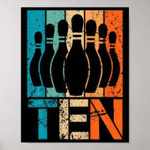 Kinder 10. Bowling Geburtstag 10 Jahre alt Geburts Poster