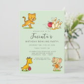 Kinder 10 Button Bowling Geburtstagspartei Einladung (Stehend Vorderseite)