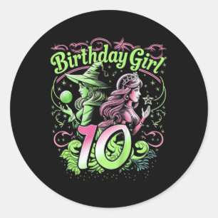 Kinder 10. Geburtstag Rosa und Grün 10 Jahre alt Runder Aufkleber