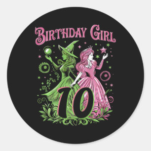 Kinder 10. Geburtstag Rosa und Grün 10 Jahre alt Runder Aufkleber
