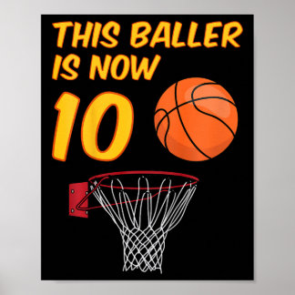 Kinder 10. Geburtstag Sketch Hoop 10 Jahre alter J Poster