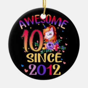 Kinder 10. Geburtstagsparty Niedlich Einhorn Mädch Keramik Ornament