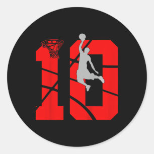Kinder 10 Jahre alt 10. Basketball Geburtstagspart Runder Aufkleber