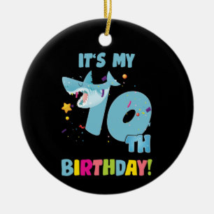 Kinder 10 Jahre alt 10. Hai Party Geburtstag Baby Keramik Ornament