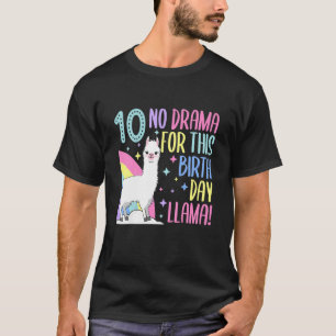 Kinder 10 Jahre alt 10. Llama Geburtstag Kein Dram T-Shirt