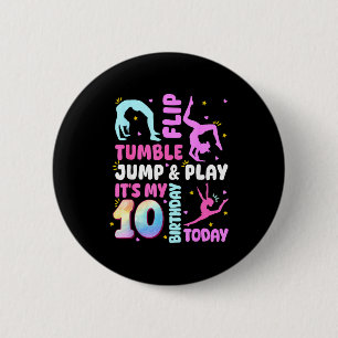 Kinder 10 Jahre Geburtstag Turner 10. Turnen Gebur Button