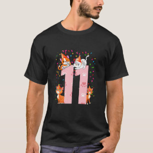 Kinder 11. Katzen-Geburtstagsfeierer 11 Jahre alte T-Shirt