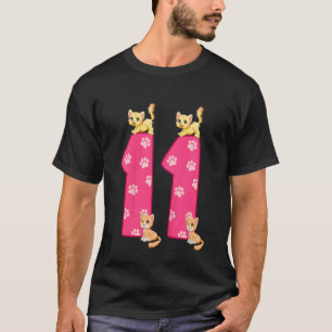 Kinder 11. Katzen-Geburtstagsfeierer 11 Jahre alte T-Shirt