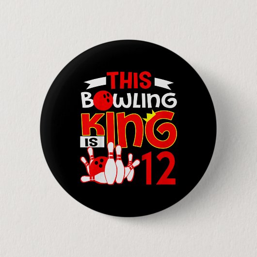 Kinder 12. Geburtstag Grafik - dieser Bowling King Button (Vorderseite)