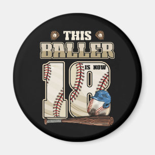 Kinder 18. Geburtstag Baseball Junge Achtzehn Jahr Magnet