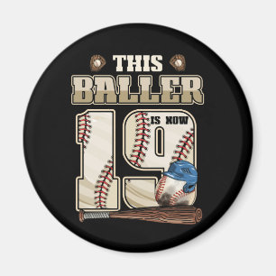 Kinder 19. Geburtstag Baseball Junge neunzehn Jahr Magnet