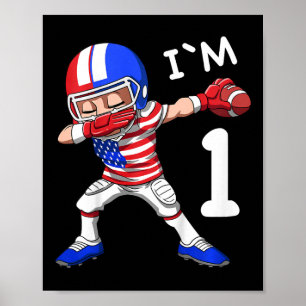 Kinder 1 Geburtstag American Football Dabbing 1 Ja Poster