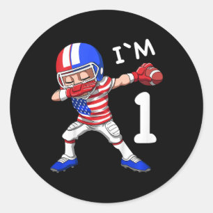 Kinder 1 Geburtstag American Football Dabbing 1 Ja Runder Aufkleber