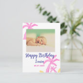 Kinder 1 Geburtstag hinzufügen Name Datum hinzufüg Postkarte (Stehend Vorderseite)