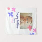 Kinder 1 Geburtstag hinzufügen Name Datum hinzufüg Wandteppich (Vorderseite (Horizontal))