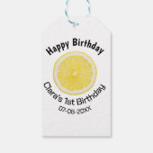 Kinder 1 Geburtstag Zitronenscheibe Name Datum m Geschenkanhänger (Rückseite)