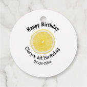 Kinder 1 Geburtstag Zitronenscheibe Name Datum m Geschenkanhänger (Rückseite)