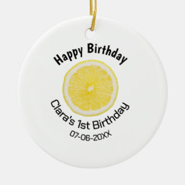 Kinder 1 Geburtstag Zitronenscheibe Name Datum m Keramik Ornament