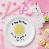 Kinder 1 Geburtstag Zitronenscheibe Name Datum m Pappteller (Party)