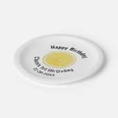 Kinder 1 Geburtstag Zitronenscheibe Name Datum m Pappteller (Schrägansicht)