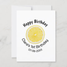 Kinder 1 Geburtstag Zitronenscheibe Name Datum m