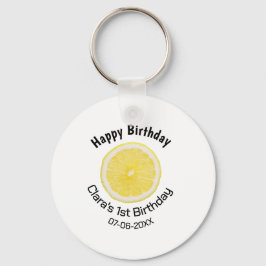 Kinder 1 Geburtstag Zitronenscheibe Name Datum m Schlüsselanhänger