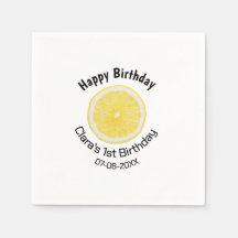 Kinder 1 Geburtstag Zitronenscheibe Name Datum m
