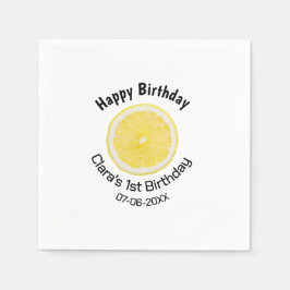 Kinder 1 Geburtstag Zitronenscheibe Name Datum m Serviette