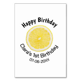 Kinder 1 Geburtstag Zitronenscheibe Name Datum m Tischnummer